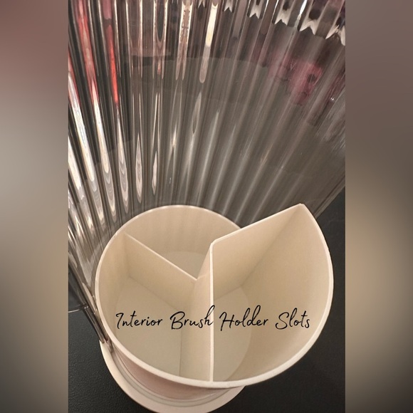 NEW Clear Dust Proof Rotating Makeup Brush, Organizer Clear Black, White Base - Picture 4 of 6